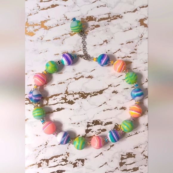 Handcrafted Beaded Choker Colorful Colorful 15" With 2" Extender - Picture 1 of 3